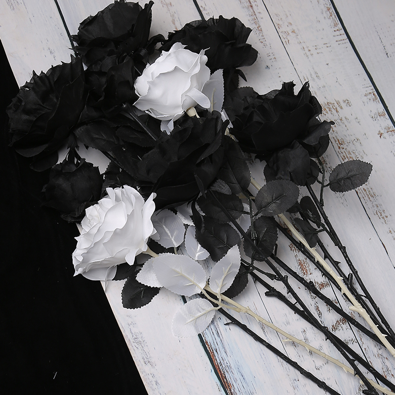 

Nordic Art Black Simulation Rose Money Leaf Bouquet Decoration Modern Minimalist Dried Flower Photo Photo Photography Set Props