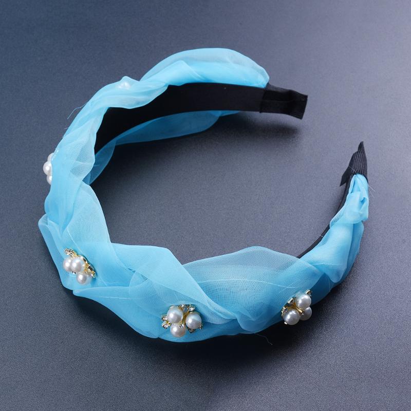 

Korean Lace Fabric Knotted Headbands for Women 2020 Trendy Simulated Pearl HairBand Hair Accessory Jewelry Party Gift