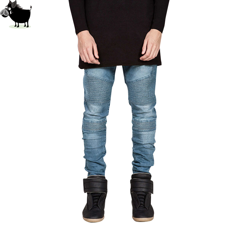 

2020 Men Jeans Brand Distressed Slim Elastic Ripped Biker Jeans Men Hiphop Skinny Classic Brand, White