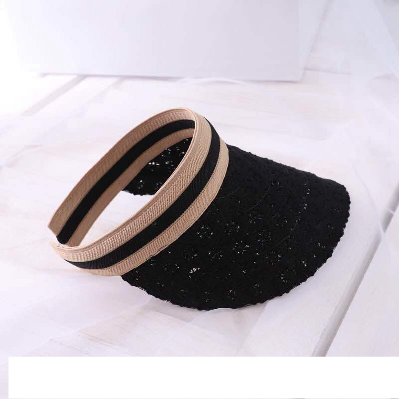 

Fashionable woman's sun hat Spring and Summer lace cape headband empty style Beach casual hatYR8024, Black