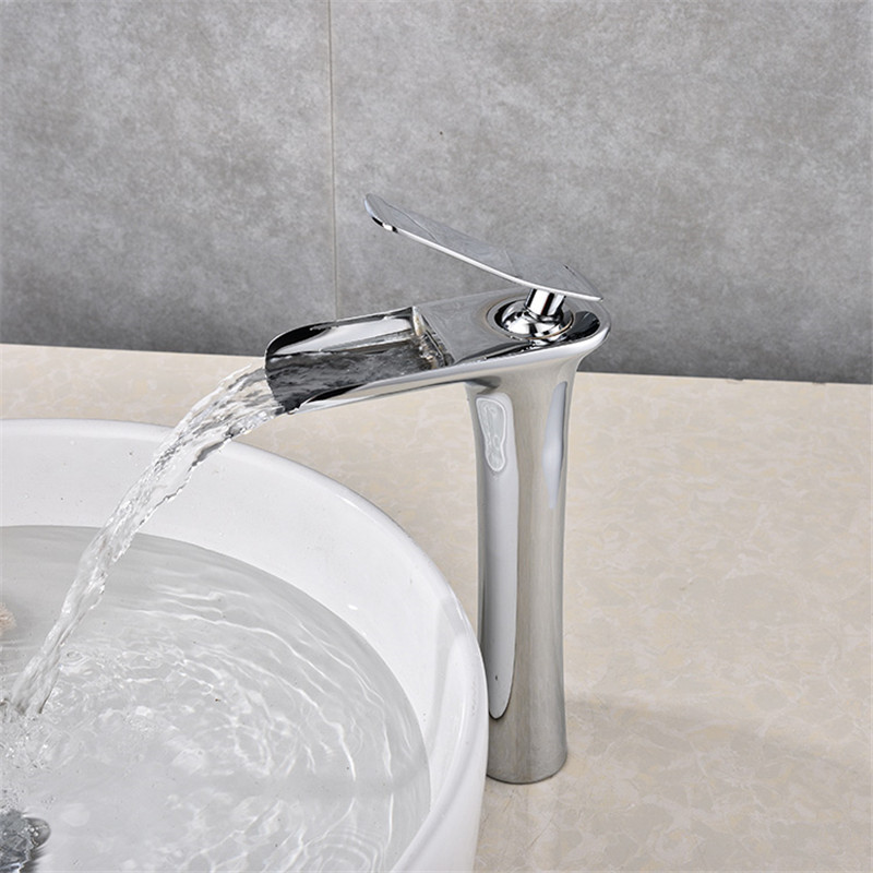 

VOGVIGO Waterfall faucet bathroom semi-open nozzle high basin faucet for basin chrome plating corrosion G1/2