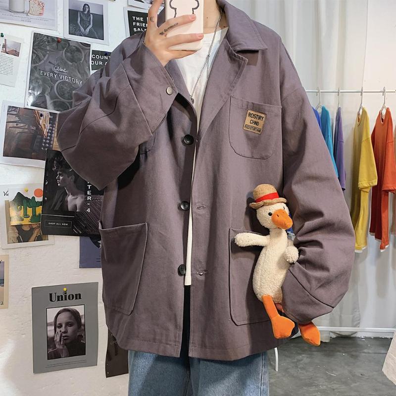 

Nostalgia jacket 2020 autumn new Hong Kong trend brand men clothing loose jacket suit collar large pocket men's cool, Black