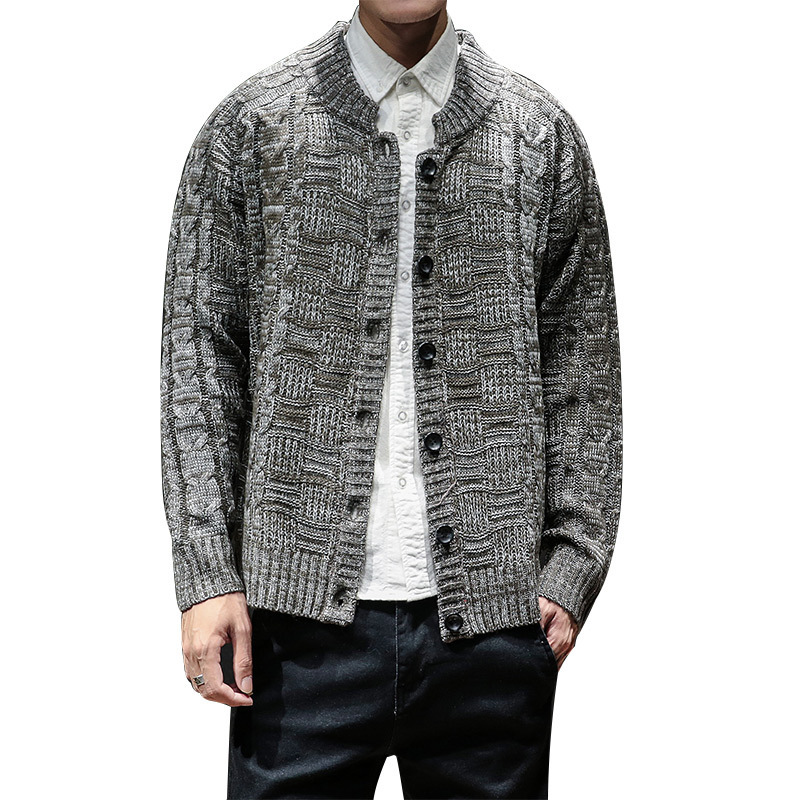 

Brand New Fashion Thick Sweaters Cardigan Coat Men Slim Fit Knit Warm Autumn Winter Casual Korean Style Male Clothes Knitwear, Khaki