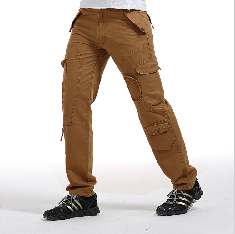 

New High-End Men's Heavy Multi-Pockets Cargo Pants Overall Full-Length Commando Style Loose Plus Size Men Summer Casual Trousers, Black