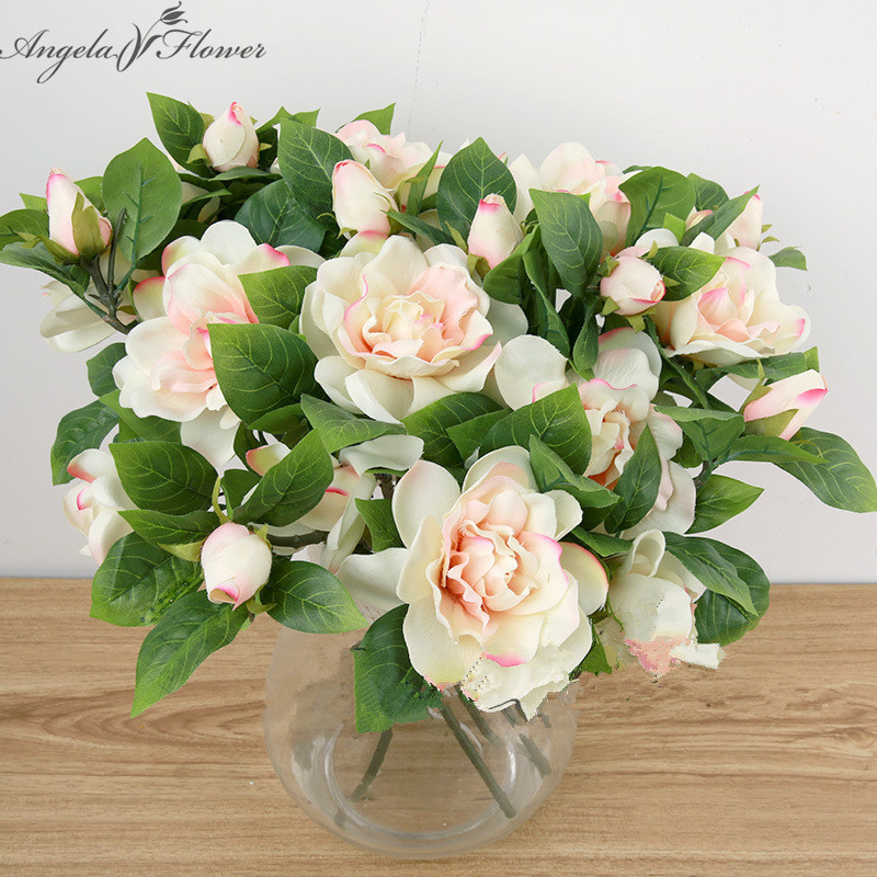 

DIY artificial Gardenia flowers home garden party decoration craft simulation flores flowers wedding fake florals 4 colors 42cm, Pink