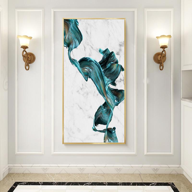 

Large Modern Abstract Marble Blue Watercolor Canvas Print Paintings Wall Art Pictures Poster Living Room Office Home Decor