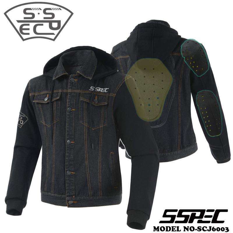

SSPEC Mens Denim Motorcycle Jacket Four Seasons Motorbike Racing Protective Gear Jacket chaqueta moto Clothing Sweatshirt hoodie