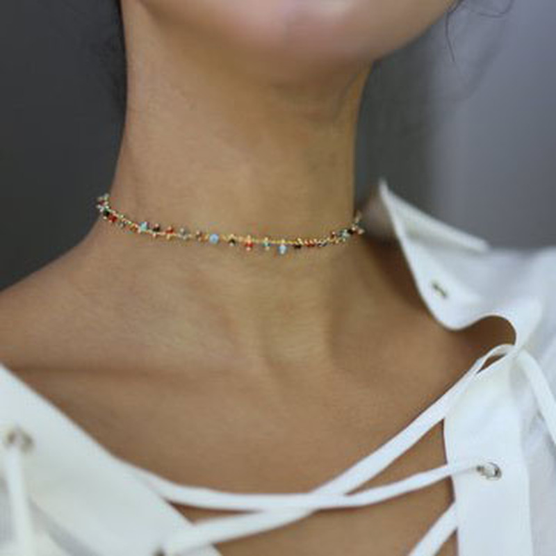 

Acrylic Beaded Necklace Women Bohemian Style Tassel Chain Necklace Women's Jewelry Accessories Wholesale Collares Kpop