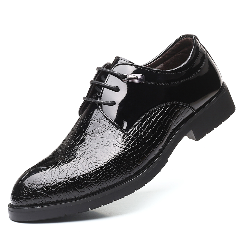 

British Business Mens Leather Shoes Ofords Flats Pointed Toe Men Dress Shoes, Black