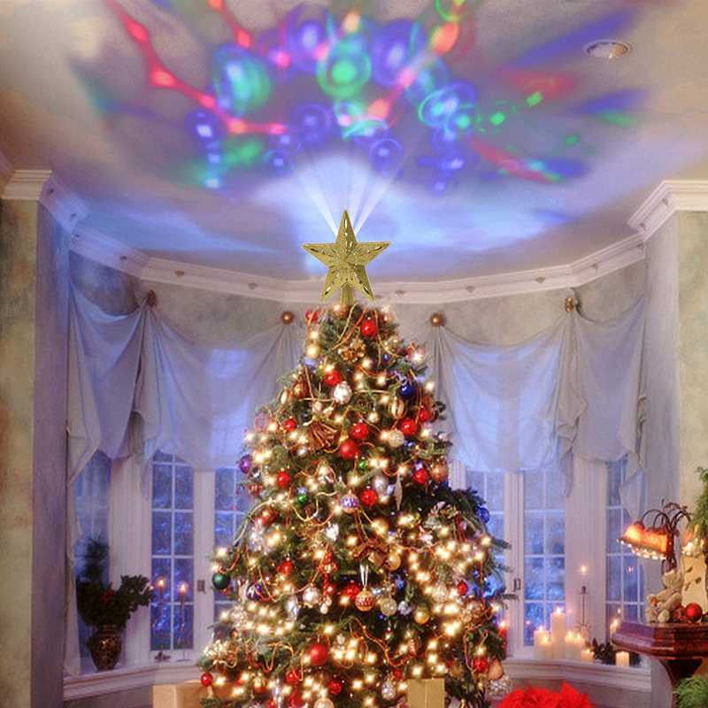 

Christmas Light LED Night Light EU USA UK Plug 220V For Xmas Atmosphere Lighting Meteor Five-pointed Star Lamp Tree Top Decor