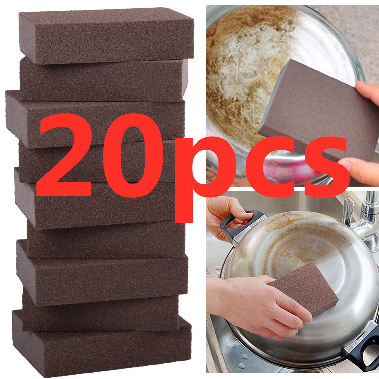 

Hot 10/20PC Kitchen Cleaning Sponge Carborundum Brush Pot Pan Cleaner Stain Remover Pad Household Washing Cleaning Items