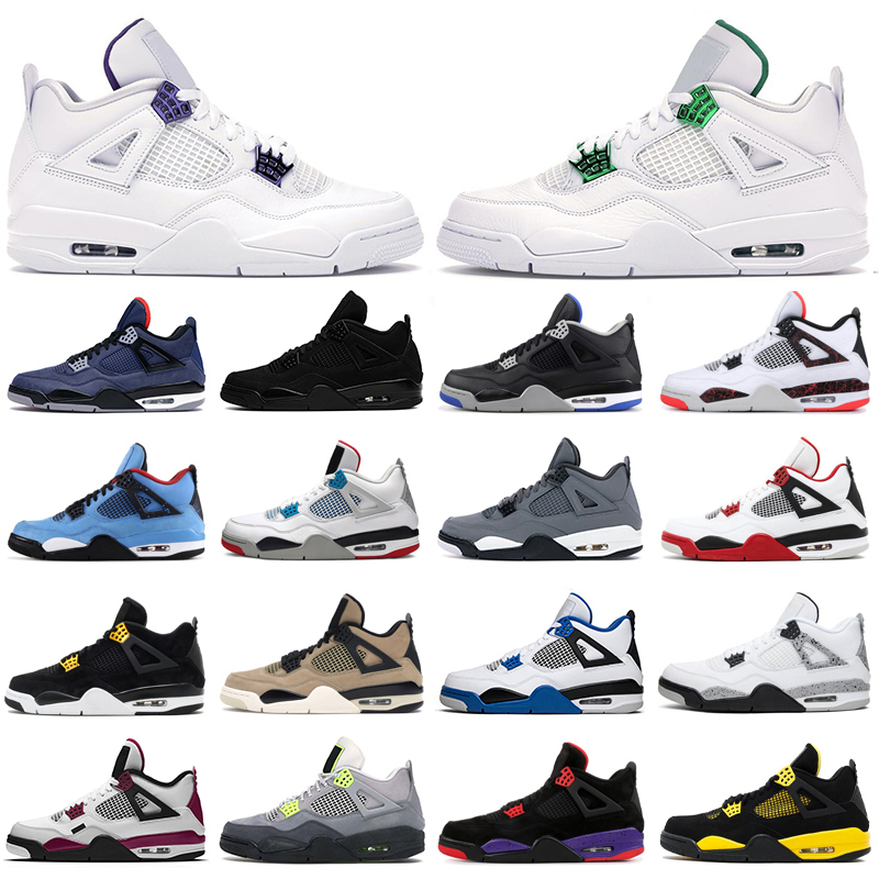 

Mens basketball shoes 4s jumpman 4 Pure Money Black Cat Bred Metallic Purple Bordeaux Cool Grey Thunder Loyal Blue men Sports sneakers
