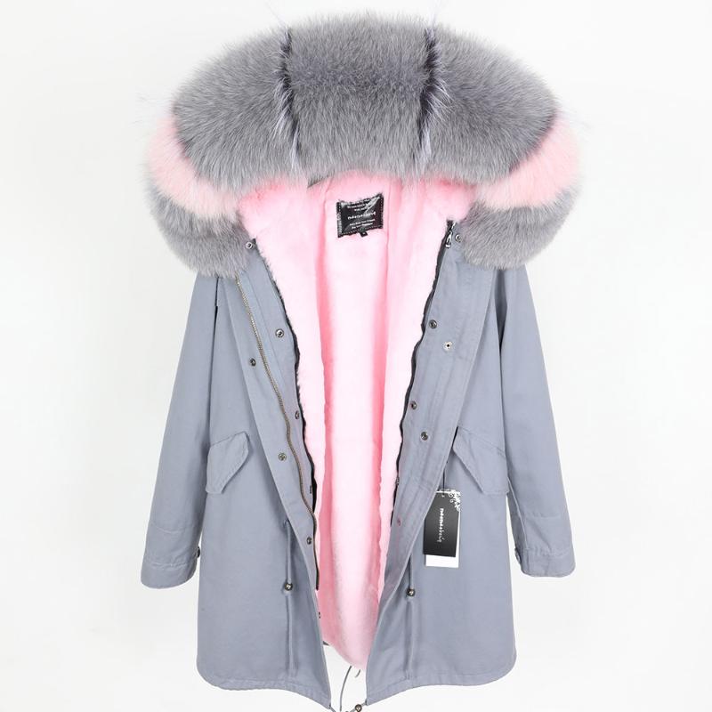 

7XL Jacket Black Faux Fur Liner Long Parka Real Fur Coat Detachable Natural Collar Warm Loose 2020 Ladies' Large Size, Short 4