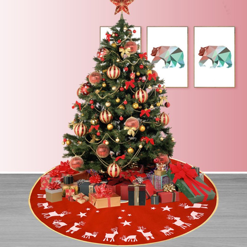 

96CM Christmas Tree Skirt Carpet New Year Decorations Xmas Tree Decor Skirt Ornaments Festive Party Supplies Plaid