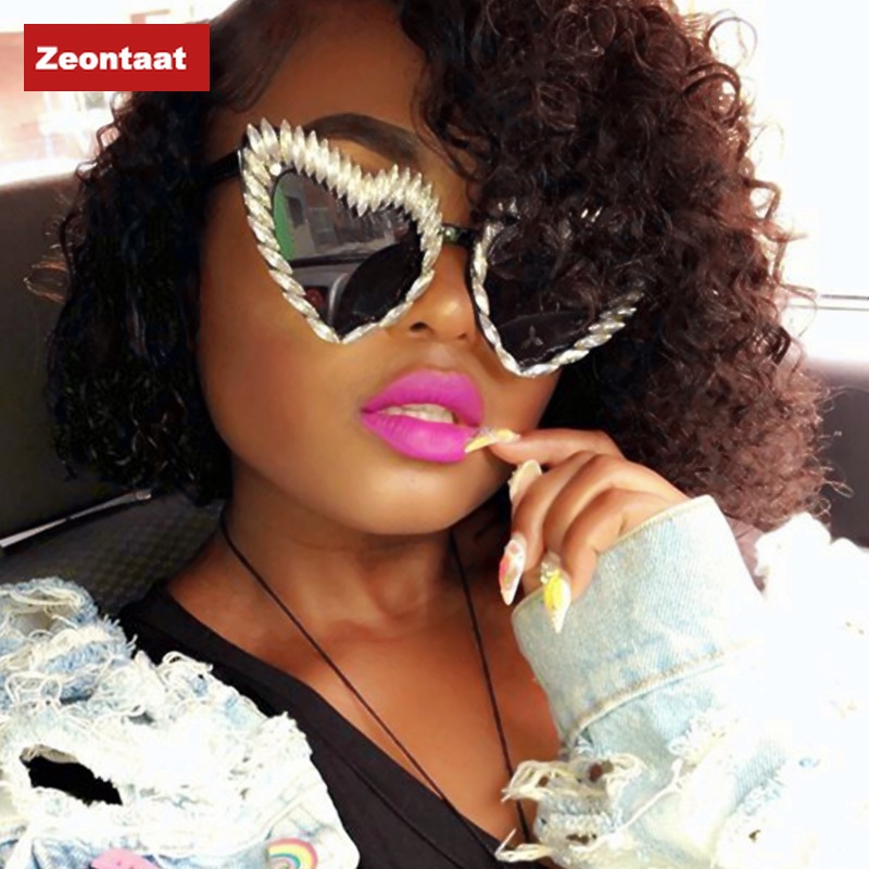 

2020 Sunglasses Women brand designer Cool Sun Glasses for Men luxury Rhinestone Retro Love Heart Shape Summer glasses shades