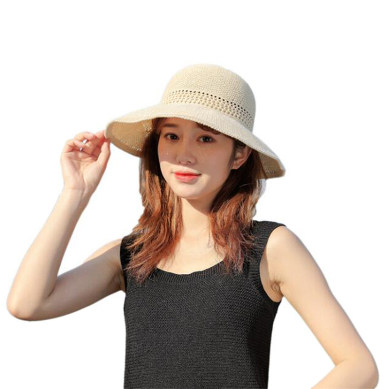

Women Hat Summer Large Brim Straw Hat Elegant Adult Women Girls Fashion Solid Color Sun Summer Outdoor UV Protect Beach, Black