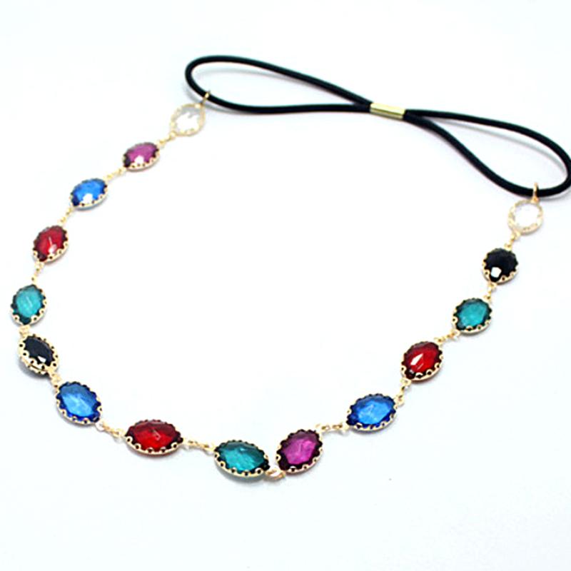

Stone Wedding Gifts Oval Shape Charm Birthday Elastic Headwear Accessory Princess Fashion Hair Band