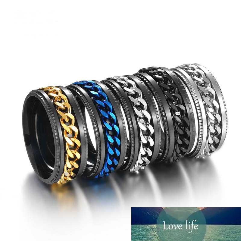 

Stainless steel spin rotate chain ring relieve pressure gold chains mens rings jewelry will and sandy fashion jewelry