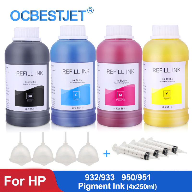 

4x250ml 932 933 950 951 Pigment Ink Bottle For Officeje 6600 7510 7512 7610 7612 8100 8600 8620 8630 251DW Pigment Ink For