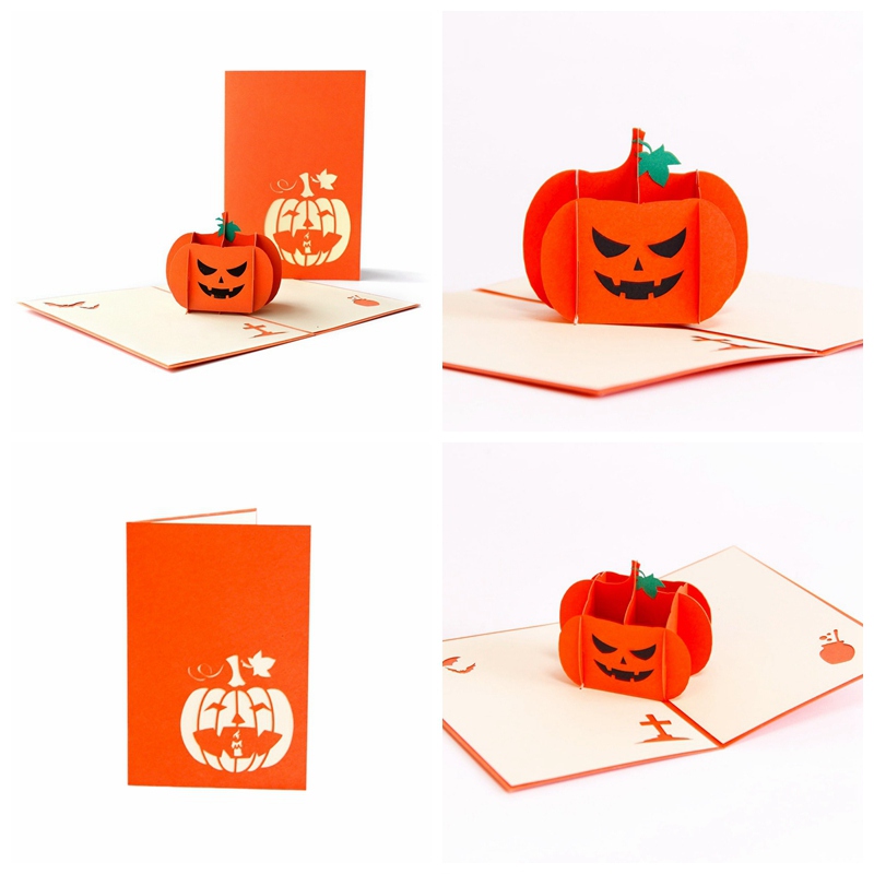 

Angry Pumpkin Halloween 3D -up Greeting Card Holiday Invitation Card Envelope Included