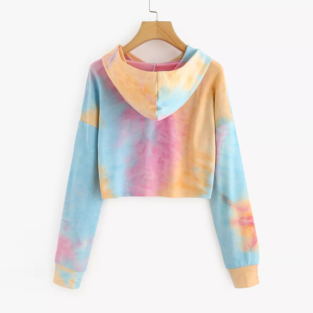

Hoodies Women Harajuku Sweatshirt Tie Dye Kpop Crop Top Hoodie Streetwear Korean Style Woman Clothes 2019 Moletom bluzy damskie MX200808, Dark blue