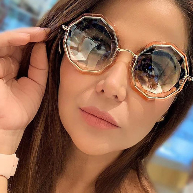 

2020 women's glasses vintage Round Gradient sunglasses woman fashion Rimless Luxury Designer Shades Sunglasses female