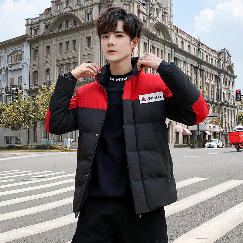 

Fashion Splice Men Parkas 2020 Winter Cotton Pad Mens Jackets Warm Casual All-match Padded Overcoat Outerwear Male Parka Jacket, Khaki