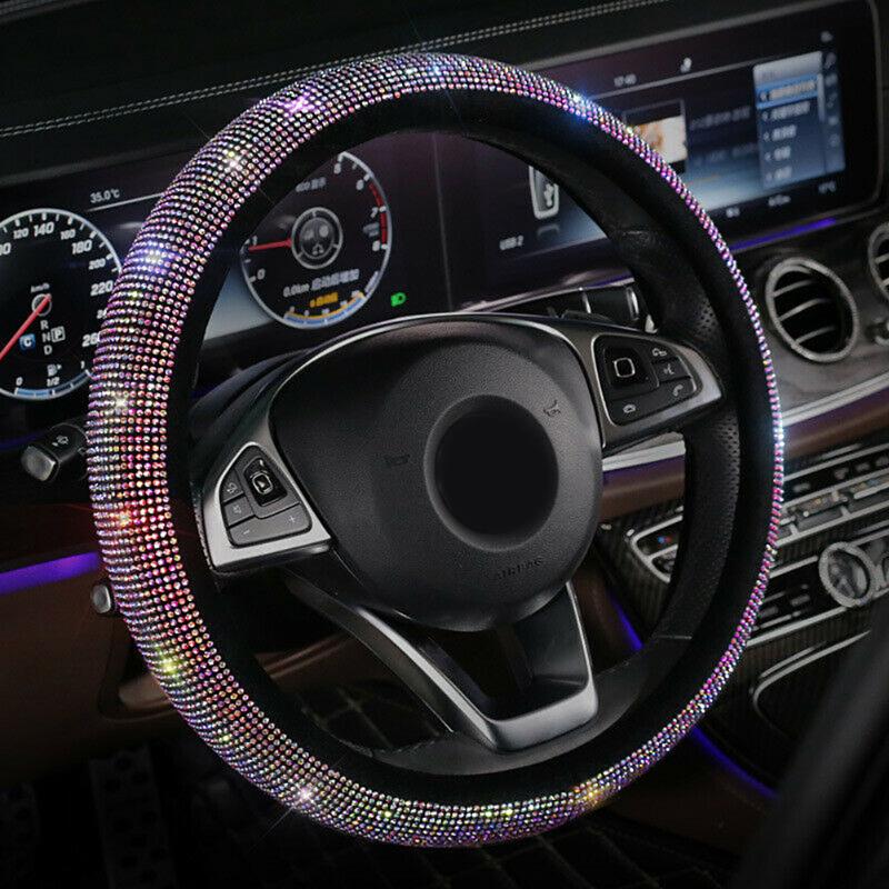

Universal Sparkle Luxury Bling Rhinestone Diamond Steering Wheel Cover Useful Car Accessories Car Interior Decor for 37cm-38cm