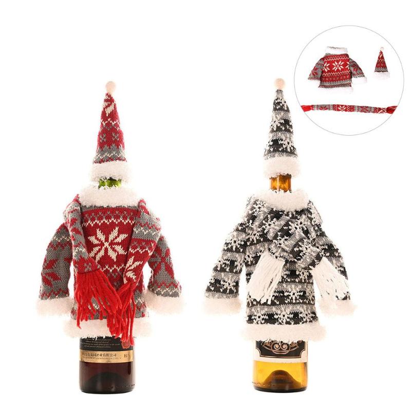 

Christmas Wine Bottle Sweater Cover Holiday Wine Bottle Cover Linen For Christmas Decorations Hats Covers