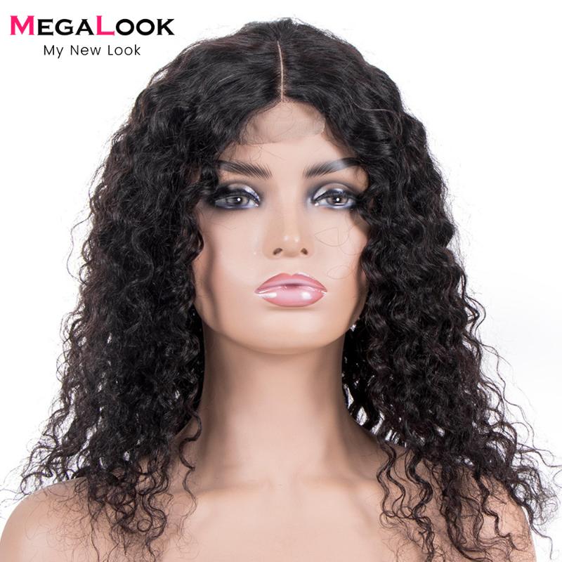 

Megalook Lace Closure Wig For Black Women Medium Length Wig Water Wave Remy Hair 2x4 Closure Pre Plucked Natural, 2x4 lace wig