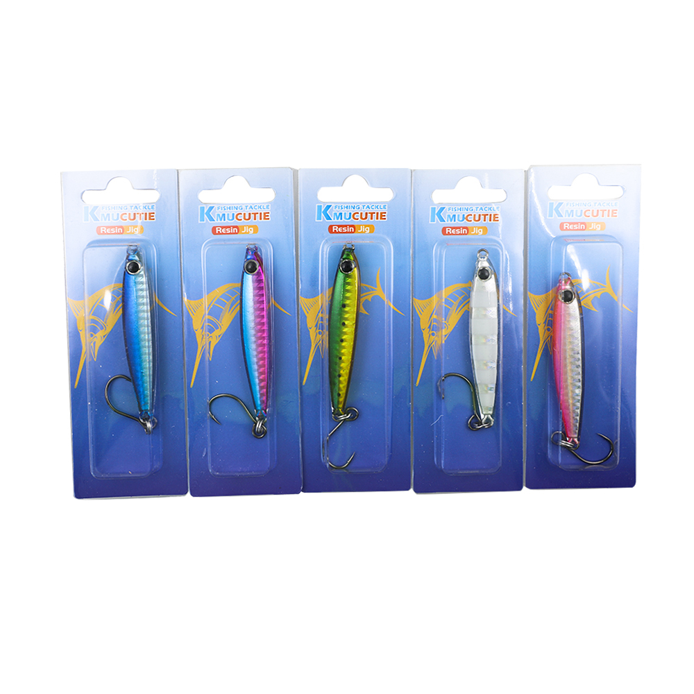 5 pieces mix colors resin jig Metal lead jig and sinking fishing lure Artificial bait fishing lure-image-574590978