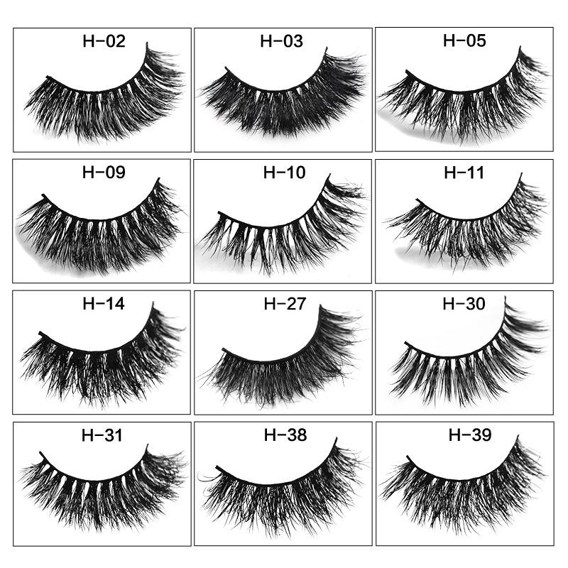 

2 Pcs Mink Hair False Eyelashes 3D Multi-layered Thick Eyelashes H1-10 Fluffy Thick Lashes Soft Eye Makeup Extension Tools