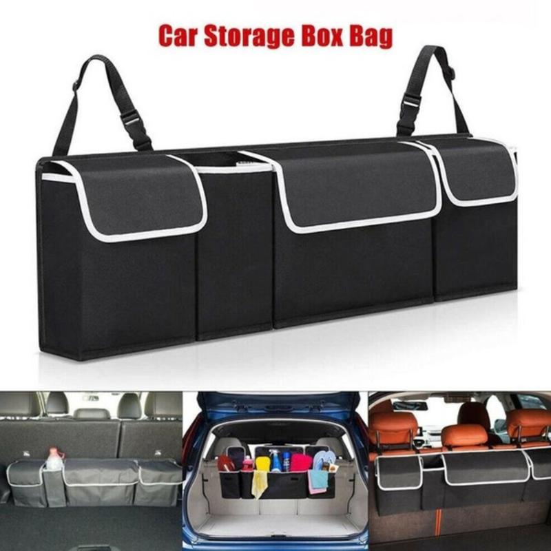 

Foldable Auto Seat Back Organizer Oxford Waterproof Collapsible Truck Storage Bag Multi Hanging Pocket