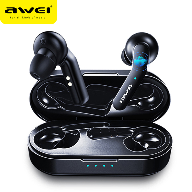 

Original AWEI T10C Wireless Bluetooth Earphone Headphones Tap Control Headset Handsfree True Wireless For