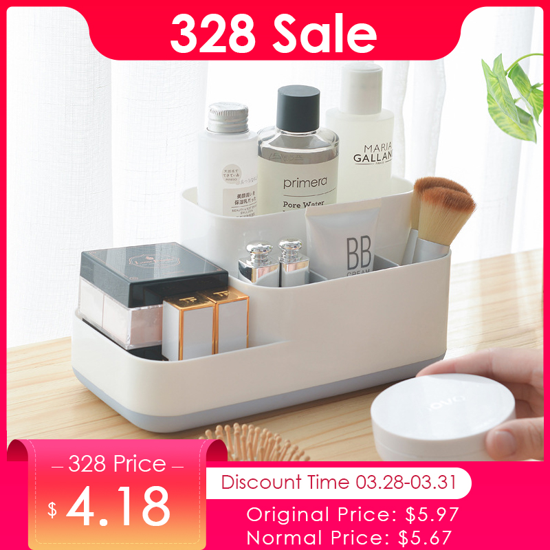 

Storage Boxes & Bins Plastic Makeup Organizer Bathroom Box Cosmetic Organiser Office Desktop Make Up Jewelry Sundries Container, Khaki
