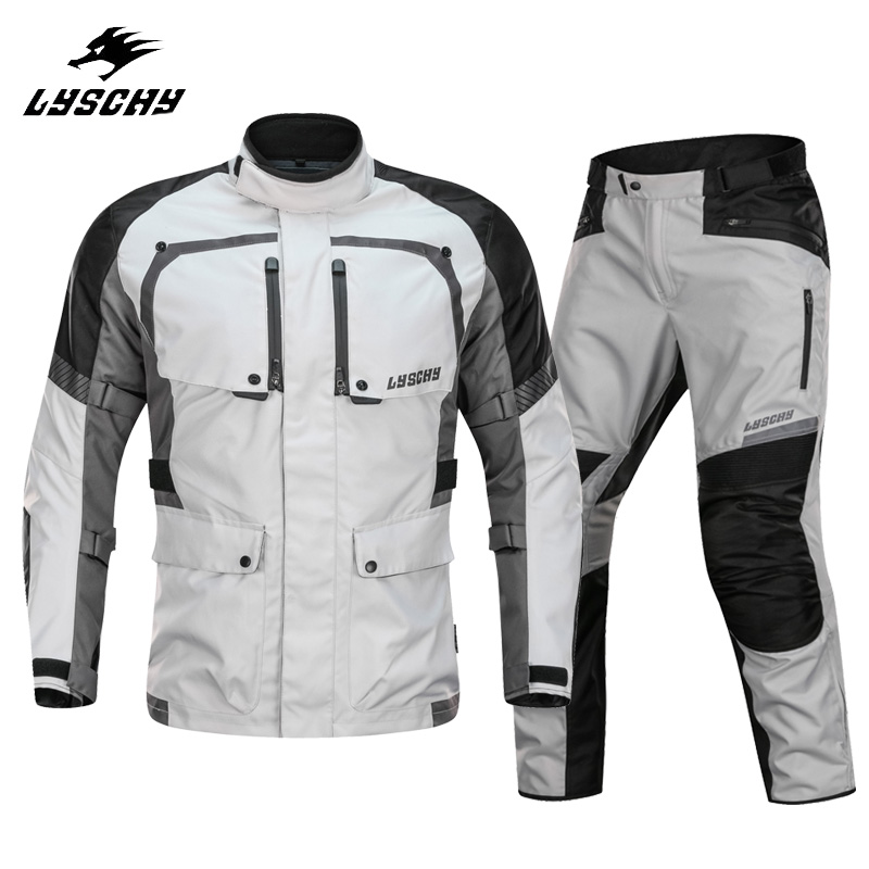 

LYSCHY Hight quality Motorcycle Jacket & Pants suit with Detachable CE Protectors & thermal lining Moto adventure touring Jacket
