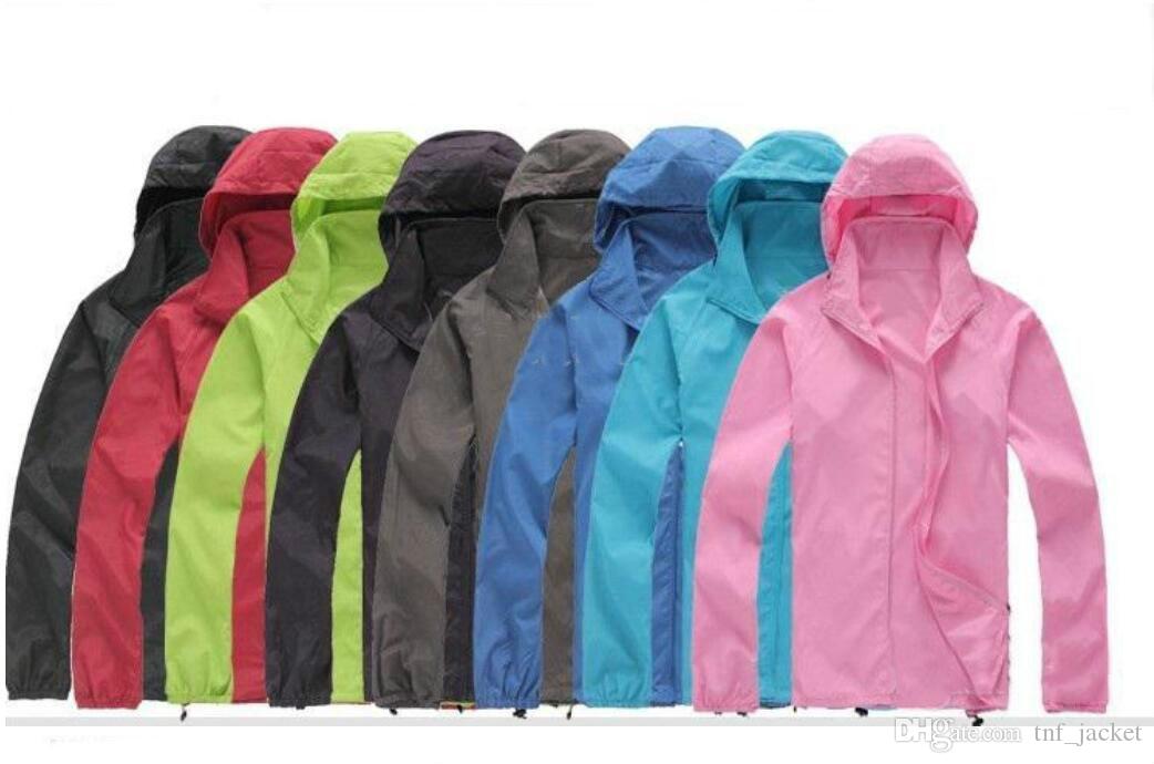 Summer New Brand Women's Men's Fast drying Outdoor Casual Sports Waterproof Skin Anti UV Jackets Coats Windbreaker Black White Plu