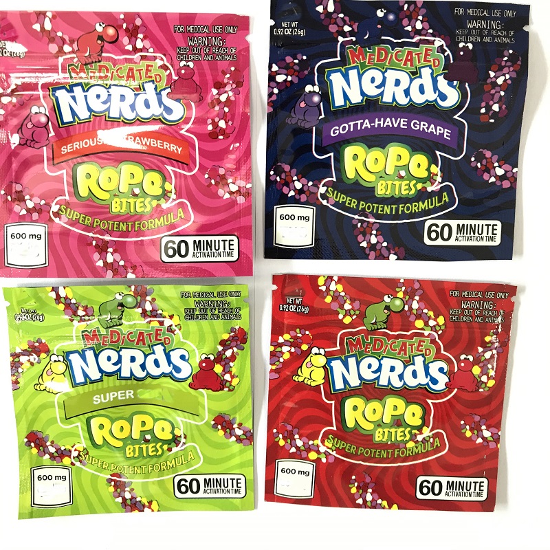 

Nerds rope bites bags 4 colors plastic zipper mylar bag Free DHL shipping