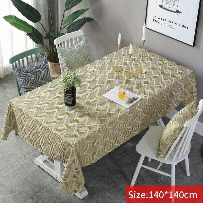 

Nordic Style Home Table Cloth Modern Soft Protective Party Tabletop Decor Waterproof Kitchen Accessories Jacquard Geometric, Yellow