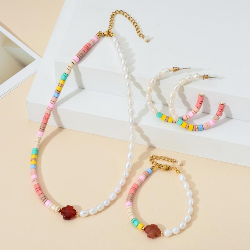 

Bohemian Choker Pearl Necklaces for Women Rainbow Bead Charms Boho Necklace Stone Ethnic Style Jewelry