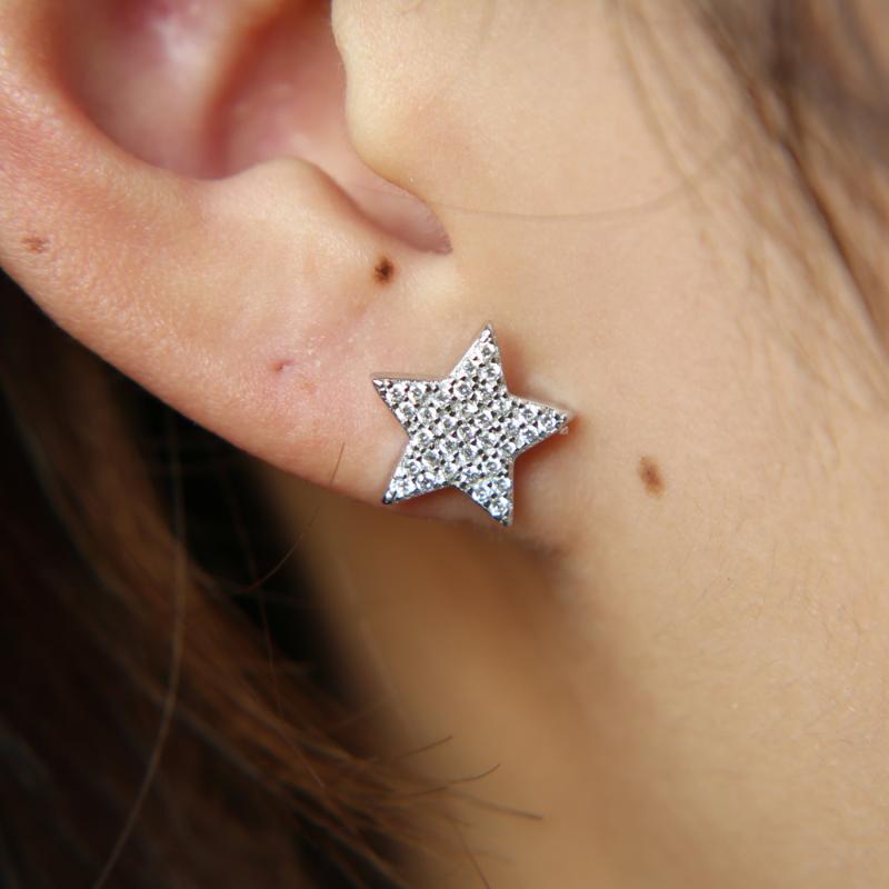 

Stud 100% Real 925 Sterling Silver Top Quality Micro Pave Clear Cubic Zirconia Sparking Christmas Gift Star Cz Earring