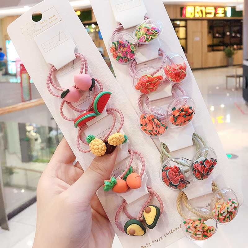 

10/Set kids Hair Accessories Playful and cute Girls' hair circle band lovely flowers cartoon animals fruits elastic band, 19
