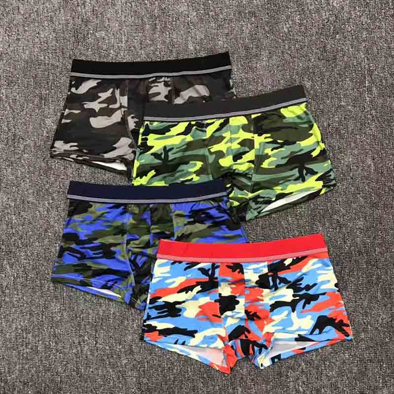 

2020 New Fashion Men's Underwear Male Breathable Boxers Sport Mens Camouflage Underpants Smooth Fit Not Tight Comfortable No Curling, Red