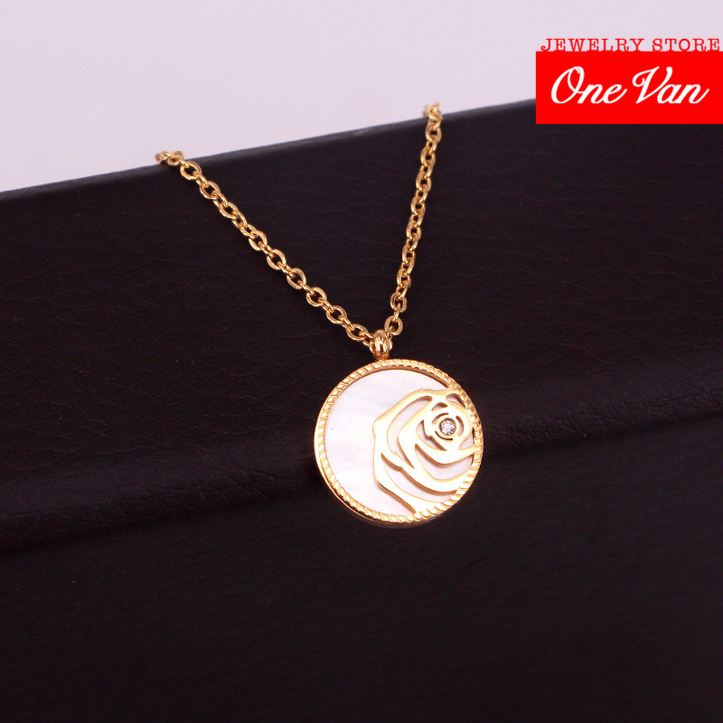 

Rose round special Simple stainless steel shape light Pendant Necklace girl versatile short women clavicle chain Women 2020