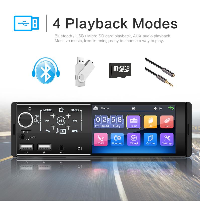 

1din Car Radio 4.1" Bluetooth Stereo Multimedia player Autoradio MP5 RDS Sd USB Touch Screen Auto Audio Support Rear Camera