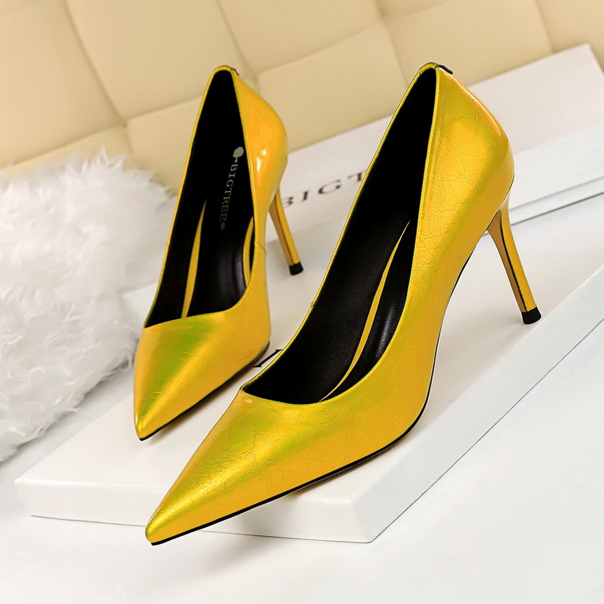 

2021 Women Pumps OL Fashion Spell Color High heels Single Shoes Female Spring Summer Patent leather Wedding Party shoes Woman, Red