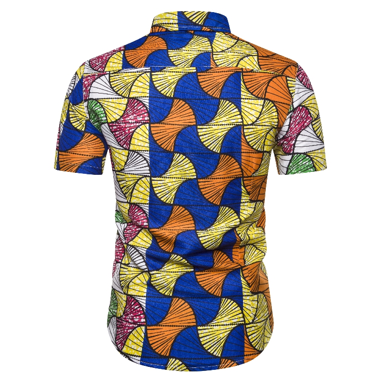 

Fashion Multicolor Trend Printed Short-sleeved Lapel Slimming Leisure Short-sleeved Shirt, Multi