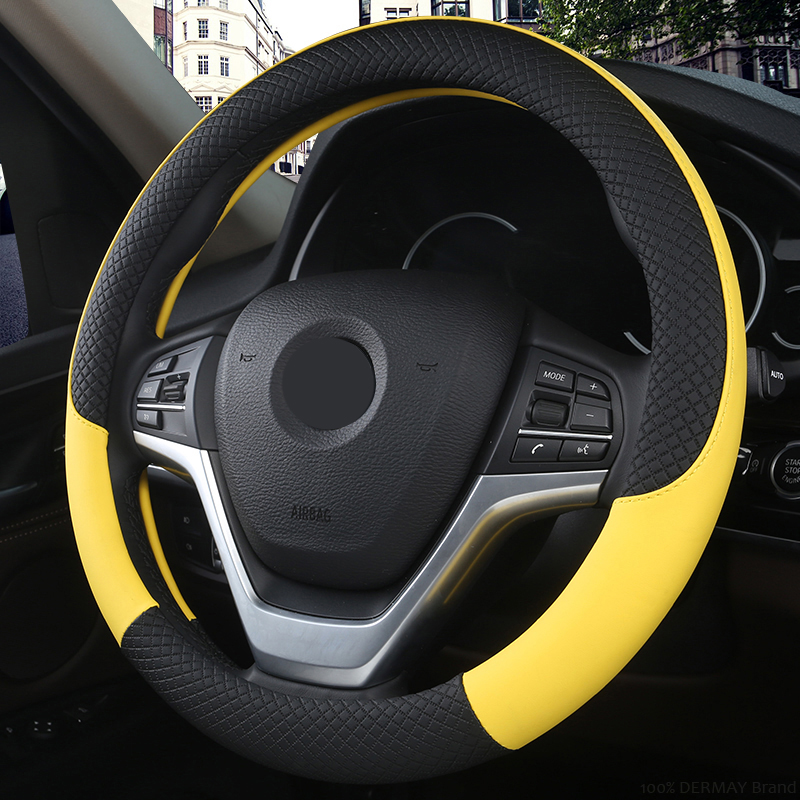 

Universal Leather Car Steering Wheel Cover Car Styling Sport Anti-Slip Auto Steering Wheel Covers Accessory Four Seasons