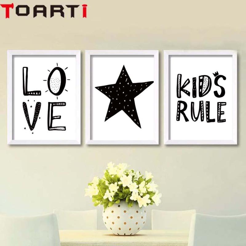 

Boys Rule Canvas Painting Little Lady Black White Minimalist Nordic Posters Wall Art Picture For Nursery Kids Rooms No Frame