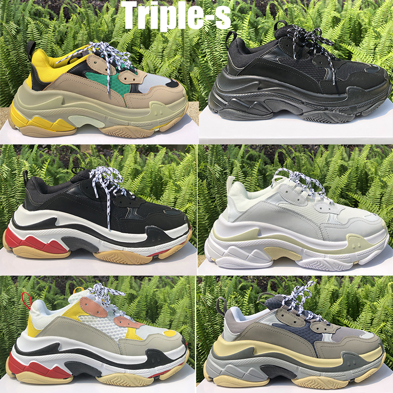 

Triple S platform sneakers fashion men women Chaussures Paris 17FW Triple Black Sports trainers outdoor Vintage Old Dad running Shoes, 9 15 us dollars for box